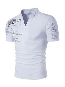 White <b>V</b> Neck Slim <b>Fit</b> Men's Custom T-Shirt Custom Logo Breathable 220g Fabric Printed Short Sleeve Casual Streetwear Summer Top - Product Image 3