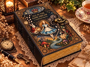 Journal céleste en cuir fait main, couverture souple, multicolore, avec logo en relief, Grimoire fantastique, Journal Alice au pays des merveilles, Cadeau sorcière - Product Image 3