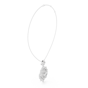 Collier pendentif ovale en or rose 14 carats avec halo de diamants, chaîne à maillons, bijoux de luxe pour mariage, fiançailles, fête - Product Image 6
