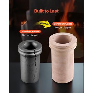 Fornace Elettrica per Fusione Metalli 1500W, 2102°F/1150°C, Macchina per Fusione Gioielli con Crogiolo in Ceramica da 5kg per Fonderia e Forni ad Alta Temperatura - Product Image 4