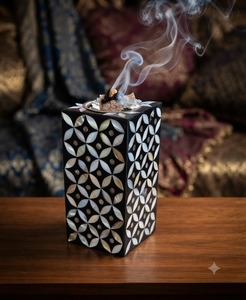 Quemador de Incienso de Sándalo Ecológico con Incrustaciones de Madreperla, Porta Bakhoor, Difusor de Aromaterapia Árabe para Decoración del Hogar - Product Image 1