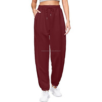 Pantalon de jogging pour femme en toile avec cordon de serrage 100% coton respirant pour l'hiver et la salle de sport