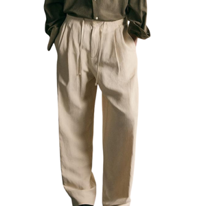 Pantalon décontracté pour homme coupe droite décontractée, taille élastique, ample, avec poches, personnalisable OEM, bas de tenue streetwear minimaliste - Product Image 1