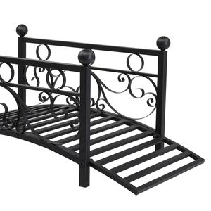 Ringhiera in Ferro Nera con Parte Superiore Piatta 102*51*43cm e Sfera in Ferro Rotonda, Elegante Ponte da Giardino - Product Image 6