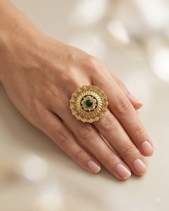 Wholesale Delicate Indian Traditional Round Gold Plated <b>Ring</b> <b>Adjustable</b> Ethnic Flower Design Finger <b>Rings</b> for Women Bulk Jewelry - Product Image 6