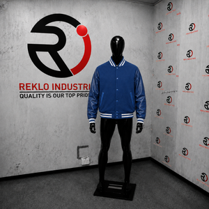 Chaqueta Azul Rey de Alta Calidad con Mangas de Cuero, Estilo Preppy, Cuello Vuelto, Botones, para Otoño, Estilo Urbano Moderno, Azul Rey Suave - Product Image 3