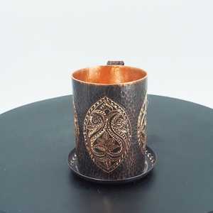 Mug en cuivre martelé à la main gravé, avec poignée tressée, 400 ml, écologique, anti-fuite, style vintage, pour bar et maison, vente en gros - Product Image 2