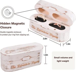 Boîte à alliances en bois pour cérémonie de mariage - Boîte porte-alliances en bois pour fiançailles, accessoires de mariage, boîtes à alliances - Product Image 3