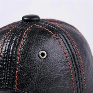 Men Spring Winter Genuine Leather <b>Flat</b> Baseball <b>Caps</b> Male 54-62 cm Customized Size Snapback Golf Hat Reasonable Price - Product Image 3