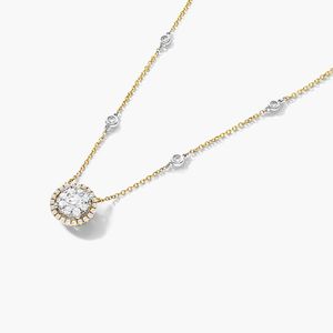 Round Halo Cluster Diamond <b>Necklace</b> In Rose Gold - Product Image 2