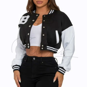Blouson universitaire court pour femme, style vintage, avec logo personnalisé, en laine brodée, couleur unie, nouvelle collection hiver, pour l'extérieur, vente en gros - Product Image 1