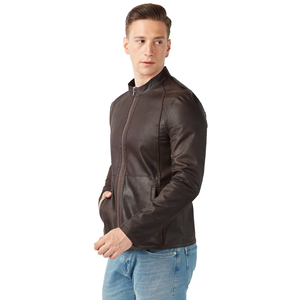 Blouson en cuir pour motard, veste en cuir véritable, tissu résistant, coutures durables, coupe confortable, texture douce, sur mesure pour homme - Product Image 3
