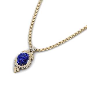 Venta Directa de Fábrica REYES, Collares con Colgante de Plata de Ley 925 con Moissanita Certificada GRA y Zafiro Azul - Product Image 3