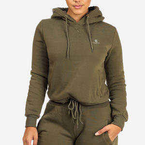 Winter Women's Two Piece Breathable <b>Fleece</b> Tracksuit Set Solid Hooded Sweatshirt Matching Pants Comfortable <b>Running</b> Fitness - Product Image 1