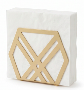 Porte-serviettes géométriques en métal avec finition dorée brillante, idéaux pour le rangement élégant de papier de soie sur les tables et pour une utilisation domestique. - Product Image 1
