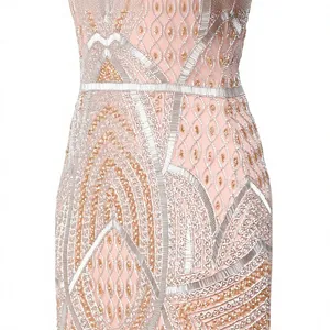 Elegante vestido de noche con cuello en V y patrón geométrico, vestido de fiesta sin mangas hasta el suelo para mujer - Product Image 6