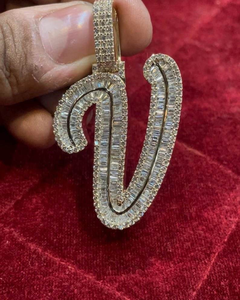 Moissanite Letter Pendant Iced Out <b>Initial</b> Jewelry Luxury Gold Statement <b>Necklace</b> Custom Hip Hop Gift - Product Image 2