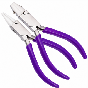Tapered Baguette Cut Pliers Stainless Steel Jewelry Tool For DIY <b>Craft</b> <b>Wire</b> Looping Shaping Non Marring Purple Handle - Product Image 2