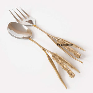 Elegante Juego de Cubiertos de Acero Inoxidable Color Gris Espejo para Eventos, Diseño de Hojas, para Cocina, Panadería, Bodas y Fiestas - Product Image 2