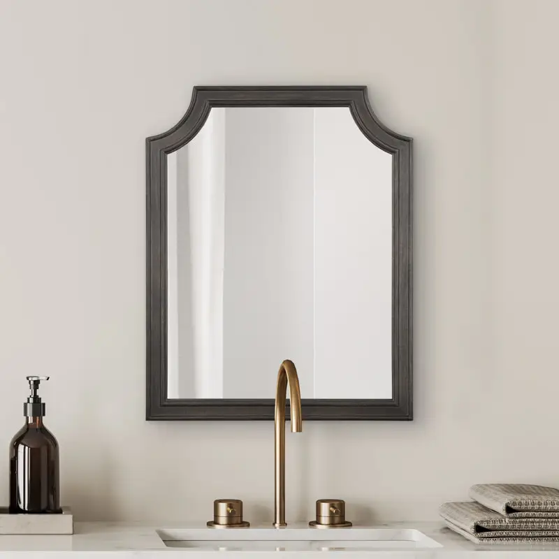 Rectángulo Sólido Rústico Granja Sector Negro Madera Real Espejo de Pared para Baño Salón Maquillaje Vanidad Muebles Fábrica