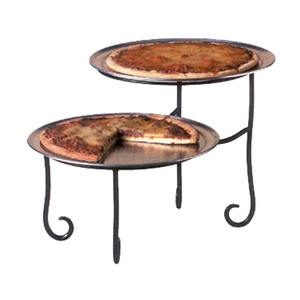 Support de présentation élégant à deux niveaux en fer forgé pour pizzas et desserts, idéal comme centre de table surélevé pour mariages et réceptions. - Product Image 1