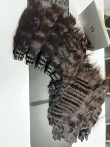 Extensions de cheveux naturels indiens Remy, double trame, double épaisseur, noirs, lisses - Product Image 2