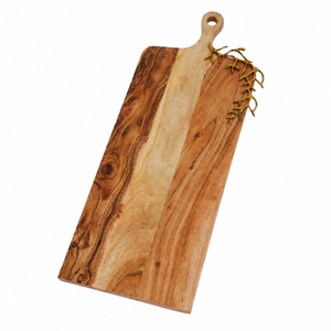Planche à fromage de luxe en bois d'acacia avec incrustation artisanale en métal en forme de fleur de cerisier, élégante planche à charcuterie et plateau de service - Product Image 3