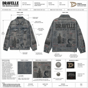 Chaquetas de mezclilla de algodón lavado con collage de periódicos al por mayor para ropa de calle contemporánea unisex espaciosa - Product Image 6
