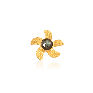 Colgante de Plata de Ley 925 con Engaste de Labradorita Natural en Baño de Oro, Joyería Boho Unisex - Product Image 1