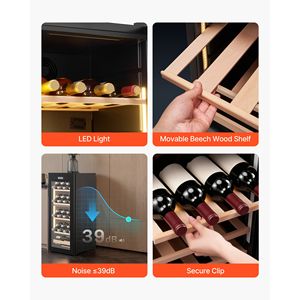 Enfriador de Vino de Doble Zona Independiente para 32 Botellas, Refrigerador con Temperatura Ajustable de 41-65F, Mini Bodega con Puerta de Vidrio - Product Image 6