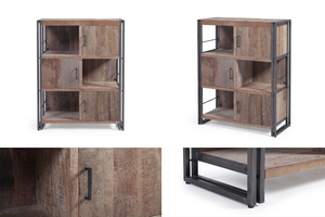 Aterna Rack Eco-Friendly Durable <b>Rustic</b> Reclaimed Wood Iron Frame Industrial Storage Bookcase <b>Cabinet</b> Living Room - Product Image 5