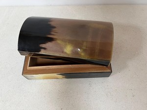 Vintage Hand-Made Natural Water Buffalo Horn Jewellery <b>Box</b>, Horn and Wooden <b>Trinket</b> Jewelry <b>Box</b> - Product Image 4