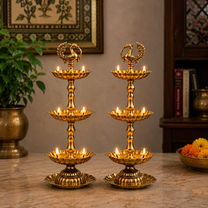 Brass Traditional Kerala Nilavilakku <b>Oil</b> <b>Lamp</b> Set Handmade Pooja Deepam Decorative Diya Temple <b>Lamp</b> Festival Home Decor Gift - Product Image 2