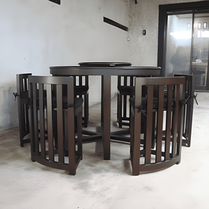 Juego de Comedor Moderno con Mesa Redonda de Madera Maciza y Tablero Giratorio y 4 Sillas para Comedor - Product Image 4