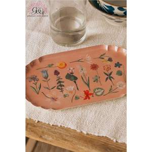 Plateaux décoratifs en émail faits à la main, ensemble de plateaux de service en métal à bord doré, organiseur de bijoux de luxe à motif floral, plat à bibelots, vente en gros - Product Image 6