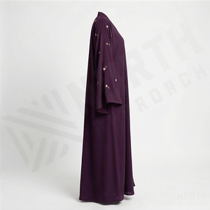 2025 OEM Kimono Abaya pour femmes musulmanes, en tissu polyester épais, doux et très extensible, col en V, manches longues, pour fêtes, Ramadan, mariages - Product Image 3