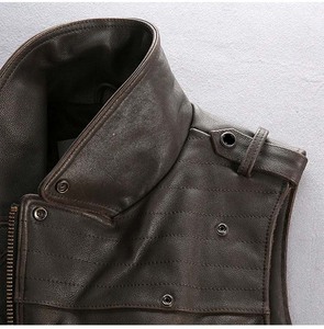 Gilet en cuir antique pour hommes en détresse grande taille en cuir de vachette véritable - Product Image 5