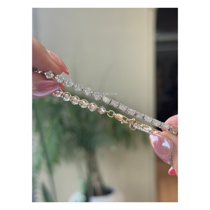 QUBE <b>STAR</b> Elegant Solid Gold Mixed Shape Half Bezel Link <b>Cushion</b> Lab Grown Diamond Tennis Bracelet 5.85 Ct IGI Certified Trendy - Product Image 3