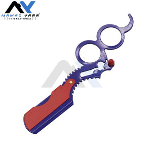 Rasoir à lame droite simple pour barbier, rasoir professionnel pour hommes, couteau à rasoir pour salon et usage domestique, bleu et rouge - Product Image 5