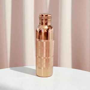 <b>Copper</b> <b>Water</b> <b>Bottle</b> Minimalist Design Portable Travel Use Matte Finish Handcrafted 100% Pure <b>Copper</b> <b>Bottle</b> Engraved With Lid - Product Image 2