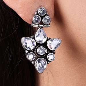 Large Quantity Wholesale Oxidized <b>Silver</b> Multi Stone <b>Dangle</b> <b>Earrings</b> for Women | Direct Factory Manufacturer Hot Selling Stock - Product Image 3