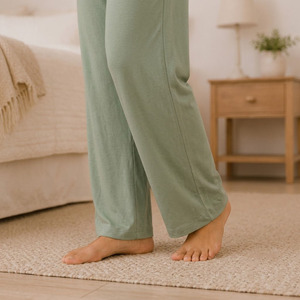 Pantalon de pyjama de maternité pour femme, coupe ample, longueur intégrale, couleur unie, respirant, 95% Modal 5% Spandex, bas de pyjama, printemps, ton naturel - Product Image 6
