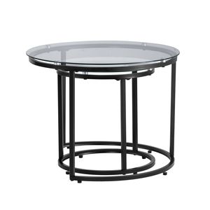 Set di 2 tavolini da caffè impilabili da 23,6 pollici in vetro, tavolini moderni per piccoli spazi con contenitore - Product Image 1