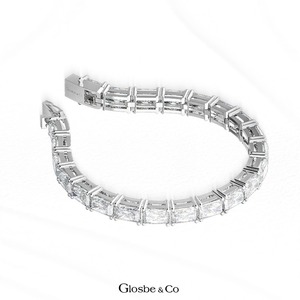 Pulseras de Cadena y Eslabones, Pulsera Tenis Vietnamita - Diseño VIP Esmeralda (Piedras de 4x6 mm) Pulseras de Plata con Circonita Cúbica Glosbe & Co - Product Image 2