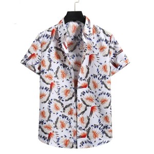 Men's Floral Short Sleeve <b>TShirt</b> Regular Fit Casual Wear Printed Pattern Breathable Polyester Woven Fabric - Product Image 6