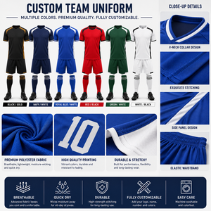 Conjunto de Uniforme de Fútbol Personalizado para el Día del Partido, Transpirable, de Manga Corta, Verano, Sublimado, Fabricante de Equipaciones de Fútbol, Ropa Deportiva OEM ODM - Product Image 3