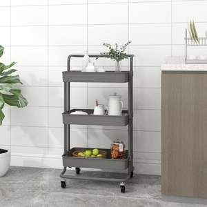 Carrito de Cocina Gris de 3 Niveles, 16.5"x13.8"x33.5", Material de Hierro y ABS, Espacio de Almacenamiento de 16.5"x13.8"x33.5", Unidad de Almacenamiento para Cocina - Product Image 1