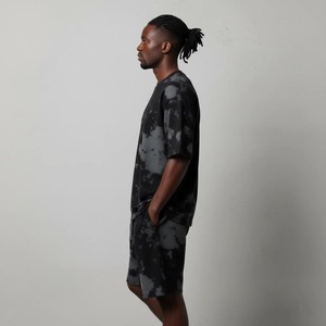 Conjunto de Camiseta y Pantalones Cortos para Hombre, Cuello Redondo, Tie-Dye Negro, Corte Holgado, Transpirable, Diseño Estampado, Logotipo Frontal, para Todas las Temporadas - Product Image 6