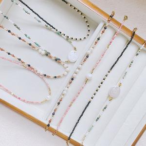 Autumn Winter Collection High-End Women's Necklace <b>Bracelet</b> Set Niche Design with Dopamine-Colored Natural Stone <b>Beads</b> - Product Image 1