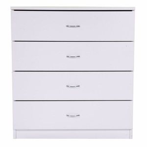Cassettiera Moderna in MDF Bianco a 4 Cassetti con Funzione Estensibile per Camera da Letto, Stile Rustico, Uso in Seminterrato, Comò Semplice ed Elegante - Product Image 2